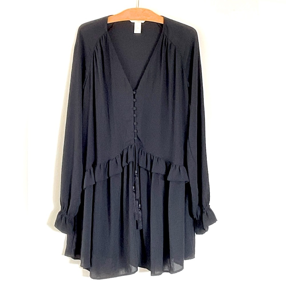 NWOT vintage dress with ruffles pleats buttons tassels